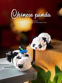 1set Children's Panda Themed Educational Building Block Toy Set, Unisex - Black and White - View 6