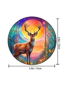 1pc Beautiful Deer Pattern Sun Catcher Window Hanging Decoration For Home And Wall Decor, Christmas Tree Ornament - Multicolor - View 4