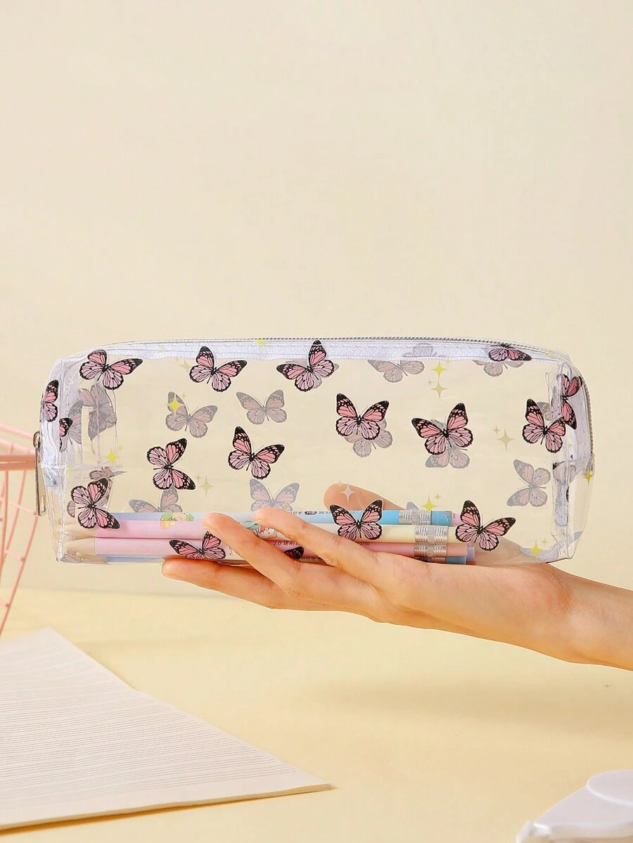手繪骷髏圖案透明pvc鉛筆盒 - 彩色 - 查看 1