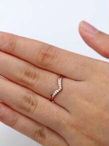 1 件个性化镀玫瑰金 925 纯银心形方晶锆石细节戒指，适合女性情人节、妈妈、母亲、母亲节、礼物