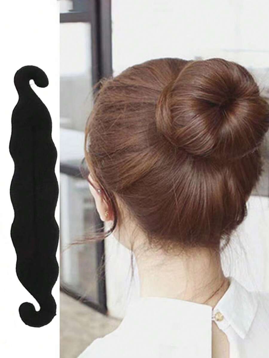 1pc Women's Large Size Sponge Hair Bun Maker ,Hair Styling Tools Hair Accessories - Black - View 1