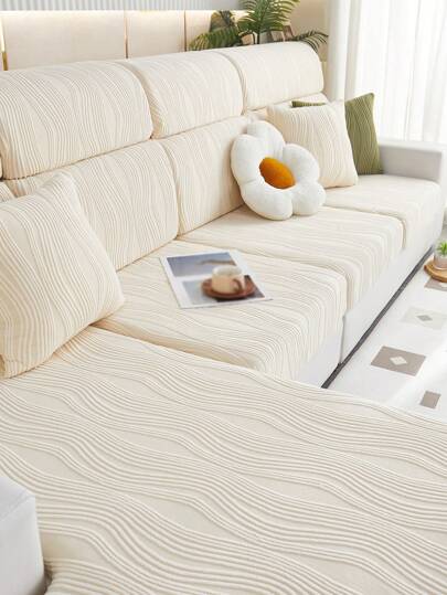 1入通用豪華提花防塵沙發坐墊套,簡約現代寵物防污彈性沙發套,防刮花純色沙發套適用於客廳l型沙發和1/2/3/4座沙發(單獨出售)
