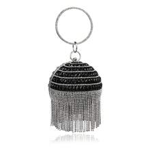 流蘇球形女士晚餐手拿包 - 黑色 - 查看 2