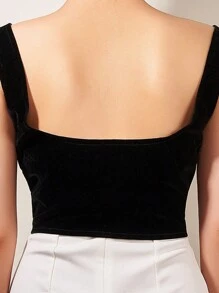 1pc Ladies' Hollow Out Thin Strap Corset Waistband With Suspenders For Street Fashion & Daily Wear, Pd576 - Black - View 2