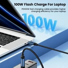 Toocki PD 100W Type C To Type C Cable 5A Fast Charge Cord Compatible With Macbook Poco Realme LED Indicator USB Type-C Cable - USB-C to Type C - View 2