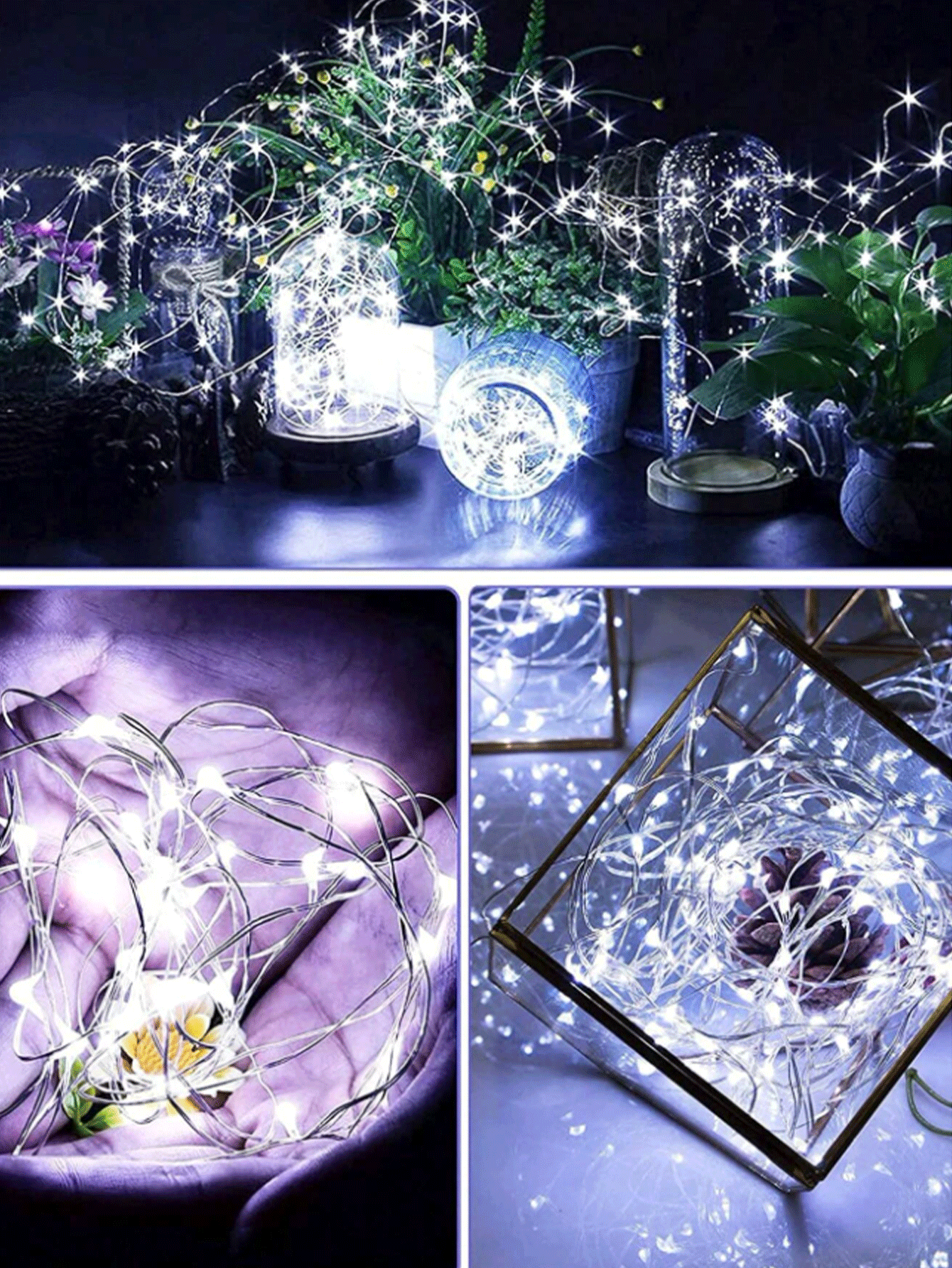 1入組1/2/3/5/10米10/20/30/50/100個LED USB銅線燈，柔軟可彎曲DIY家庭/派對/節日裝飾燈串 - 白色 - 查看 7