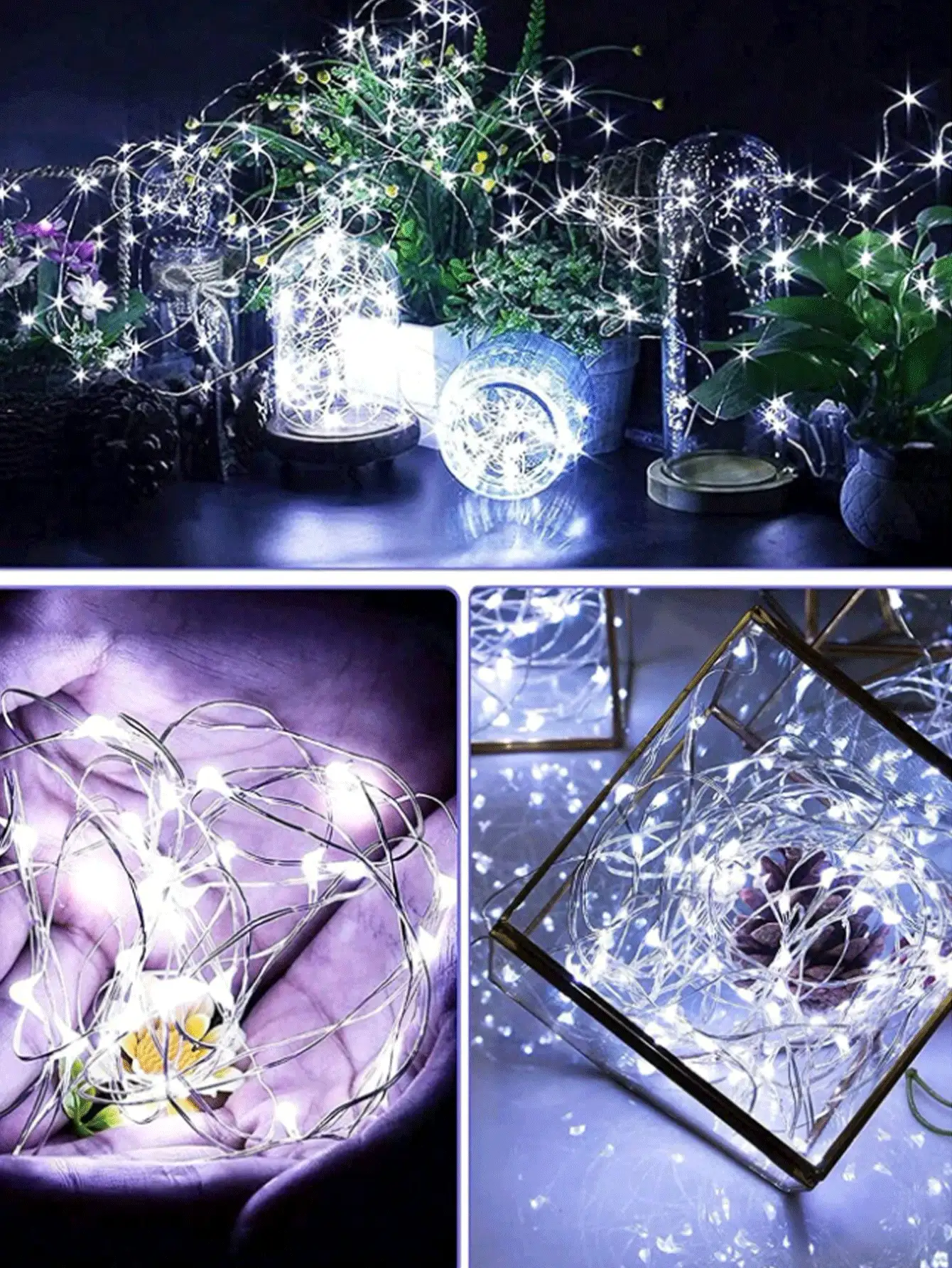 1入組1/2/3/5/10米10/20/30/50/100個LED USB銅線燈，柔軟可彎曲DIY家庭/派對/節日裝飾燈串 - 白色 - 查看 7