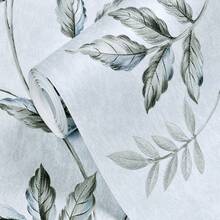 1 卷藍色鄉村風格花卉壁紙,帶復古歐洲浮雕葉子,非常適合臥室客廳酒店裝飾 - 淺灰色 - 查看 3