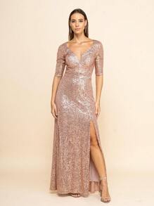 Women Cocktail Dresses - Gold - View 1