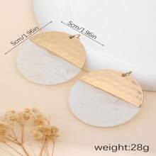 1pair New Arrival Geometric Circular Acetic Acid Texture Statement Earrings, Suitable For Daily Wear - White - View 2