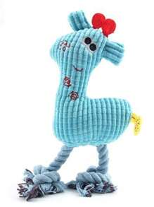 1入組毛絨長頸鹿形寵物咬咬玩具,貓狗專用尖叫玩具,防咬填充卡通動物玩具 - 藍色 - 查看 4