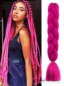 1 件玫瑰紅色巨型辮子合成頭髮 24 英寸頭髮編織接髮辮子盒辮子頭髮合成頭髮辮子,漸變色長合成頭髮辮子,編織天然接發,女式高溫合成纖維扭曲鉤針辮子,合成接發 100 克 - 玫紅色 - 查看 2