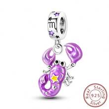 紫色天蠍座銀飾925純銀吊墜,適用於原裝手鍊項鍊女士吊墜自制珠寶禮物 - 銀色 - 查看 2