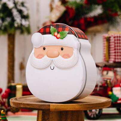 Gingerbread Man Cookie Box Santa Claus Candy Box Cartoon Snowman Tinplate Box Iron Gift Box, Metal Storage Gift Box, Box, Candy Cookie Box, Jewelry Soap Box, Wedding Anniversary Decoration, Birthday Party Supplies, Summer Party Decoration