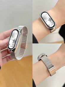 2-In-1 Milan Magnetic Closure Metal Strap & Protective Case Compatible With Xiaomi Mi Band 3/4/5/6/7/8/9, NFC - Starlight Charcoal - View 2
