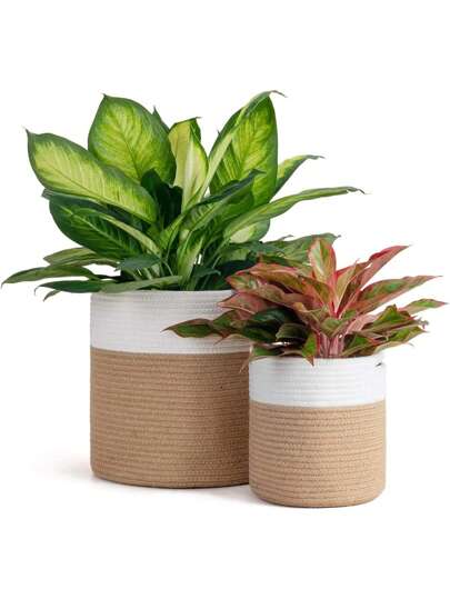 1入組編織繩索籃子花盆室內播種機現代家庭裝飾用品收納籃