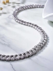 1pc Sparkle 8mm Zirconia Necklace For Men s925 Sterling Silver Hip Hop Style Fine Jewelry Gift - Silver - View 4