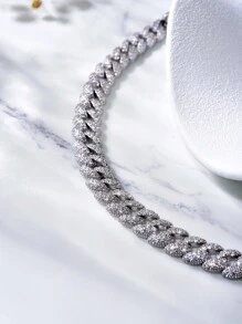 1pc Sparkle 8mm Zirconia Necklace For Men s925 Sterling Silver Hip Hop Style Fine Jewelry Gift - Silver - View 5