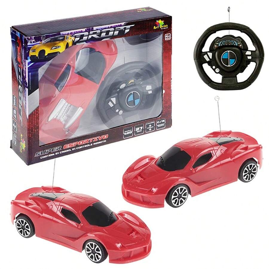 Carrinho de Controle Remoto Com Volante Drop 3 Funções Ferrari Amarelo - Vermelho - Visão 1