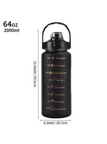 1入組2000ml漸變色飲用水瓶帶測量標記便攜個人電腦運動瓶適用於籃球,海灘排球,游泳,遠足,和 - 黑色 - 查看 1