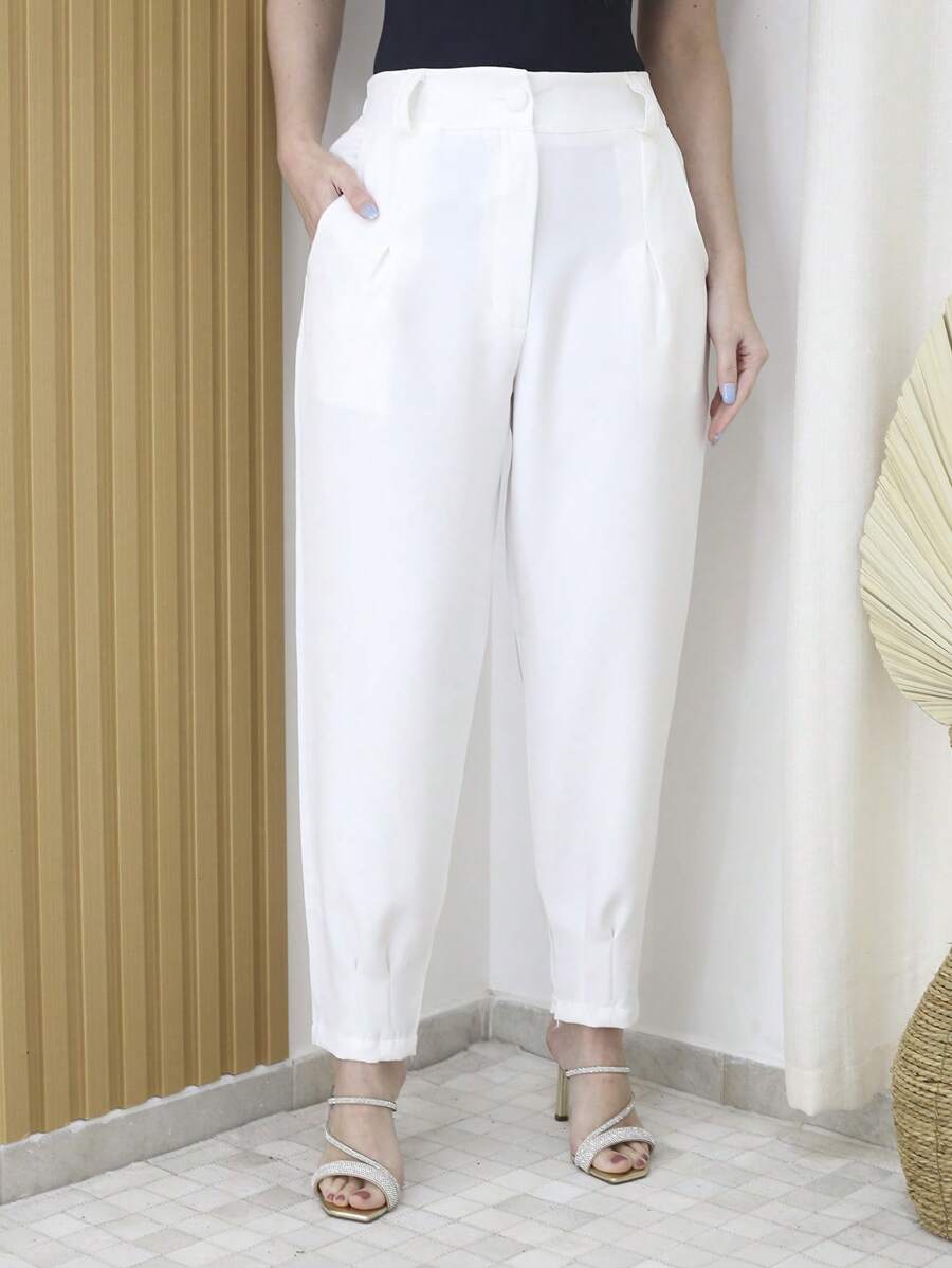CALCA  cenoura penar com ziper atras elastico - Branco - Visão 1