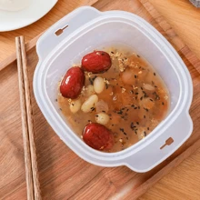 1pc New Double Handle Rice Cooker With Lid And Draining Hole, Microwaveable, Great For Brown Rice, Refrigeration, And Steaming - White - View 8