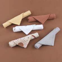 5pcs Cloth Baby Bibs Muslin Handkerchief - Multicolor - View 3