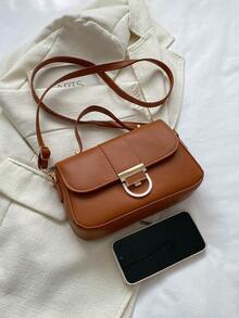 Túi đeo chéo Nữ màu trơn Có thể điều chỉnh được Tay cầm Top Đúng mốt - màu nâu - Xem 3