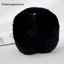 冬天女性溫暖毛絨耳罩,可愛學生耳朵保護,可折疊耳朵覆蓋至防止 - 黑色 - 查看 2