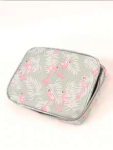 1pc Portable Gray Makeup Bag With Handles - Grey - View 8