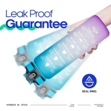 1pc Gradient Sports Water Bottle - 32oz Leakproof Inspirational Time Marker Bottle With Straw, Suitable For Outdoor Sports, Hiking, Camping, And Traveling - Bpa-free, Easy To Carry And Clean - Blue - View 3