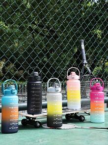 1入組2000ml漸變色飲用水瓶帶測量標記便攜個人電腦運動瓶適用於籃球,海灘排球,游泳,遠足,和 - 黑色 - 查看 4