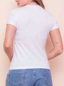 Women's V-Neck Baby Tee T-Shirt Training Is Millions - trắng - Xem 2