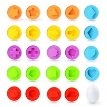 12 顆數字和圖形扭蛋,早教配對和腦筋急轉彎玩具,逼真假裝蛋,適合寶寶 Diy 和認知,非常適合室內親子互動 - LB33-3 圖形配對聰明蛋 - 查看 3