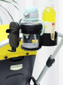 1pc Universal Baby Stroller Cup Holder With Phone Holder, Bike Cup Holder & Storage Rack, Suitable For Strollers - Black - View 3