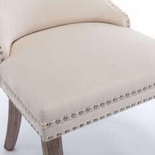 Set Of 2 Wing-Back Tufted Dining Chair, Velvet Chairs For Dining Room Upholstered Dining Chairs With Back Stitching Nailhead Trim And Solid Wood Legs For Kitchen Dining Room - Màu be - Xem 9