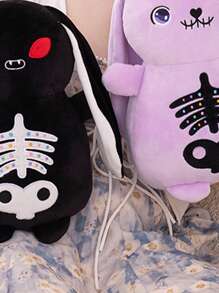 Molutian Juguete De Peluche De Conejo Esqueleto De 21cm/8.26in, Conejo Loco De Peluche Gótico De Fantasmas, Decoración De Fiesta De Conejo Aterrador, Cojín De Animal De Peluche De Conejo Decorativo Abrazable Para Regalo De San Valentín - Morado - Ver 7