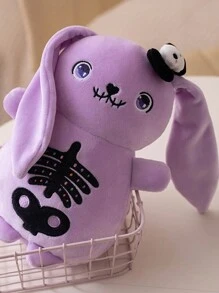 Molutian Juguete De Peluche De Conejo Esqueleto De 21cm/8.26in, Conejo Loco De Peluche Gótico De Fantasmas, Decoración De Fiesta De Conejo Aterrador, Cojín De Animal De Peluche De Conejo Decorativo Abrazable Para Regalo De San Valentín - Morado - Ver 4