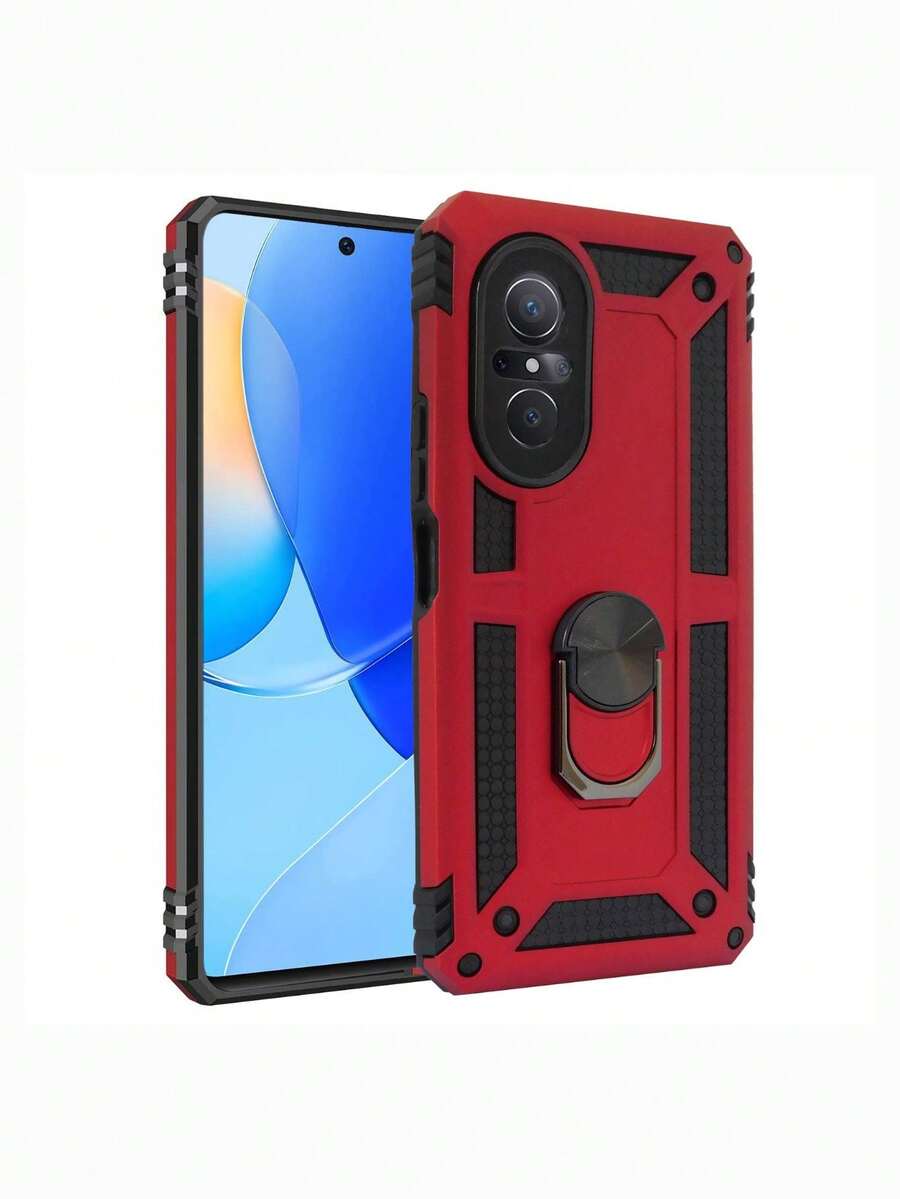 Funda Uso Rudo Para Huawei Nova 9 SE con Anillo Capitán - Rojo - Ver 1