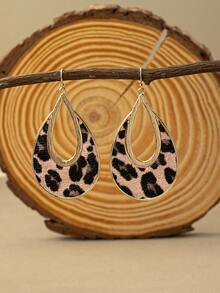 1pair Vintage Bohemian Style PU Leather Teardrop Shaped Earrings - Coffee Brown - View 6