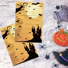 10pcs Halloween Party Bat-shaped Invitation Cards For Halloween Dinner - Yellow - View 1