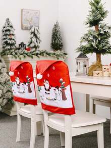 1 件 - 聖誕椅套聖誕老人帽椅背套紅色聖誕餐椅套雪人雪花椅套適合冬季節日 - 彩色 - 查看 4