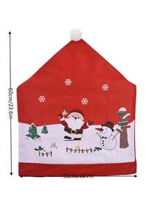 1 件 - 聖誕椅套聖誕老人帽椅背套紅色聖誕餐椅套雪人雪花椅套適合冬季節日 - 彩色 - 查看 6