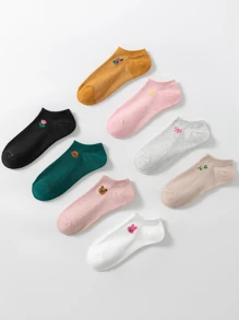 8雙可愛花卉設計簡約百搭女襪襪套