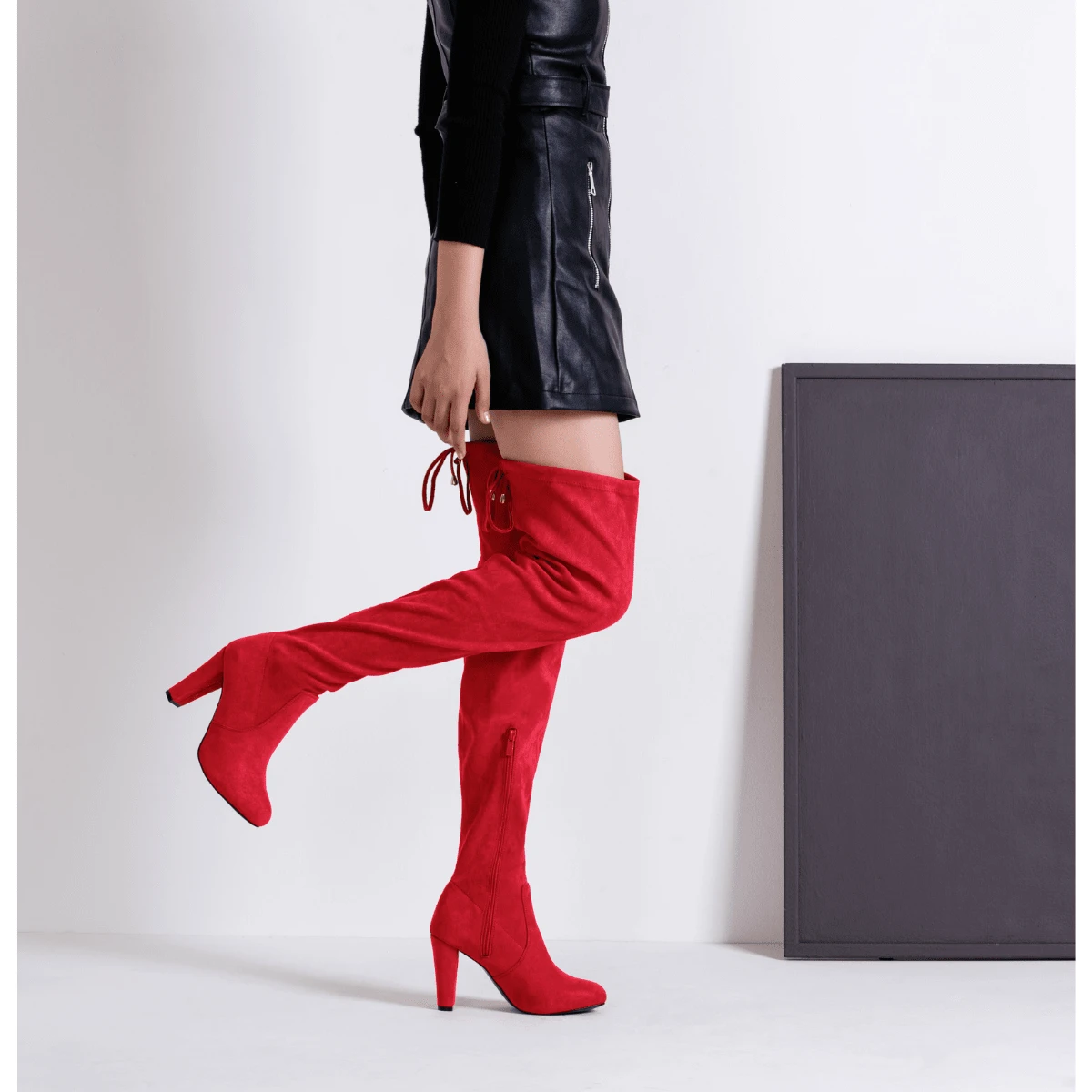 Women's 992 Thigh High |Over The Knee Boots Suede Long Boot With Inner Zipper - Đỏ - Xem 1