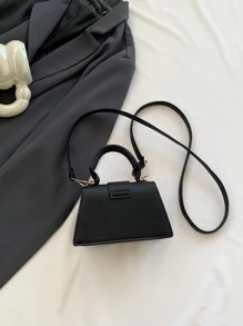 1pc Mini Fashionable Flap Top Handbag Suitable For Daily Commute, Shopping And Vacation - Black - View 5