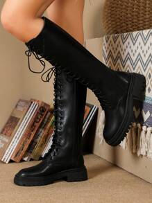 Botas De Equitación De Rodilla Alta Para Mujeres - Negro - Ver 1