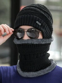 1 件男女通用冬季帽子和围巾套装，针织和保暖内衬，适合户外活动、购物和工作 - 灰色 - 查看 2