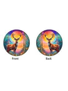 1pc Beautiful Deer Pattern Sun Catcher Window Hanging Decoration For Home And Wall Decor, Christmas Tree Ornament - Multicolor - View 5
