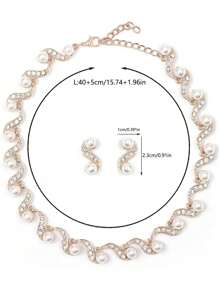 3PCS Set Pearl Jewelry Necklace Earrings Suit, European And American Popular Style, Suitable For Banquets, Parties, Vacations - Best Gift For Girlfriend, Wife, Best Friend